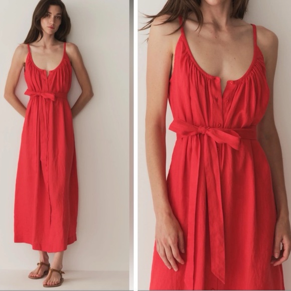 Doen Dresses & Skirts - NWT DÔEN Nevita Linen Midi Dress in Scarlett Size L